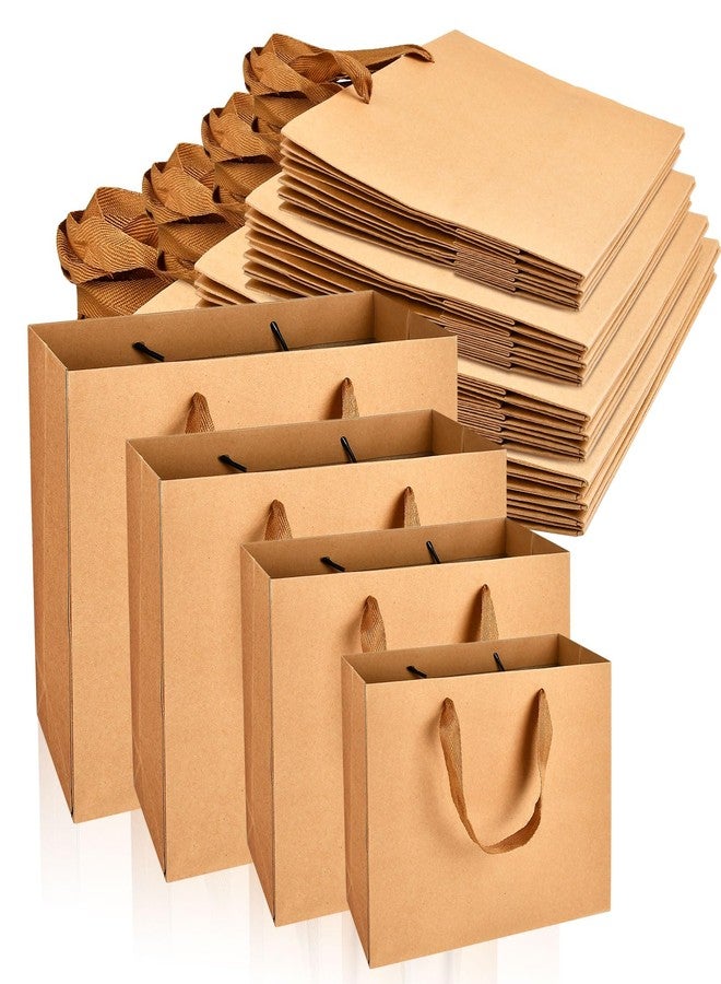 Lainballow 20 Pcs Brown Paper Gift Bags With Ribbon Handles - 4 Assorted Sizes Kraft Merchandise Bags for Business, Boutique, Retail, Holiday, Party - Image 1